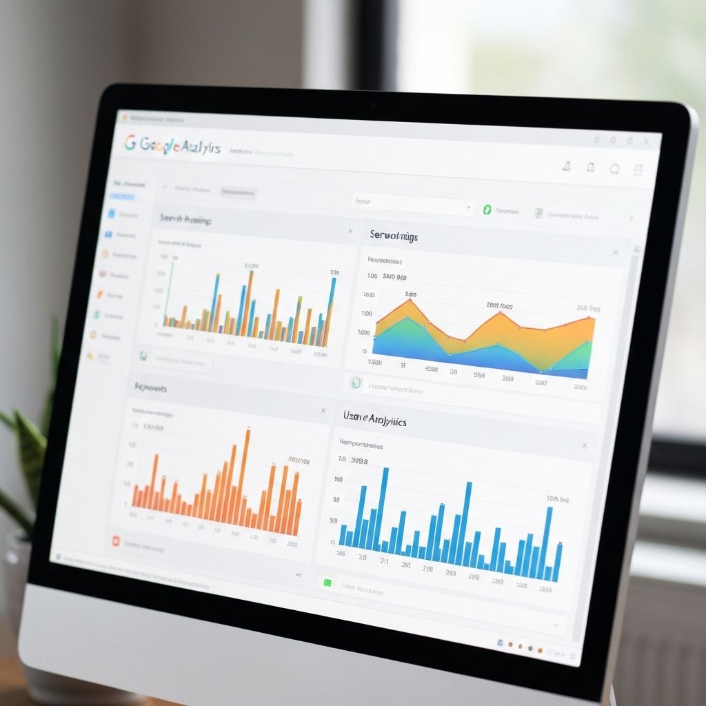 Dashboard de SEO y analytics - métricas, gráficos, rankings de búsqueda